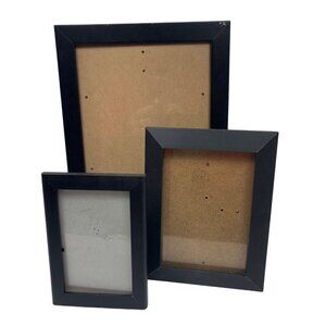 Set Of 3 Black Picture Frames 5x7 8x10 & 4x6 Wood-Look Plastic Tabletop/Wall